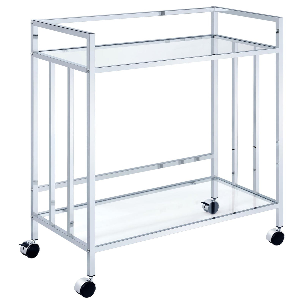 Cara Chrome Rectangular Glass Bar Cart from Coaster - Luna Furniture