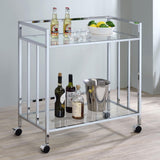 Cara Chrome Rectangular Glass Bar Cart from Coaster - Luna Furniture