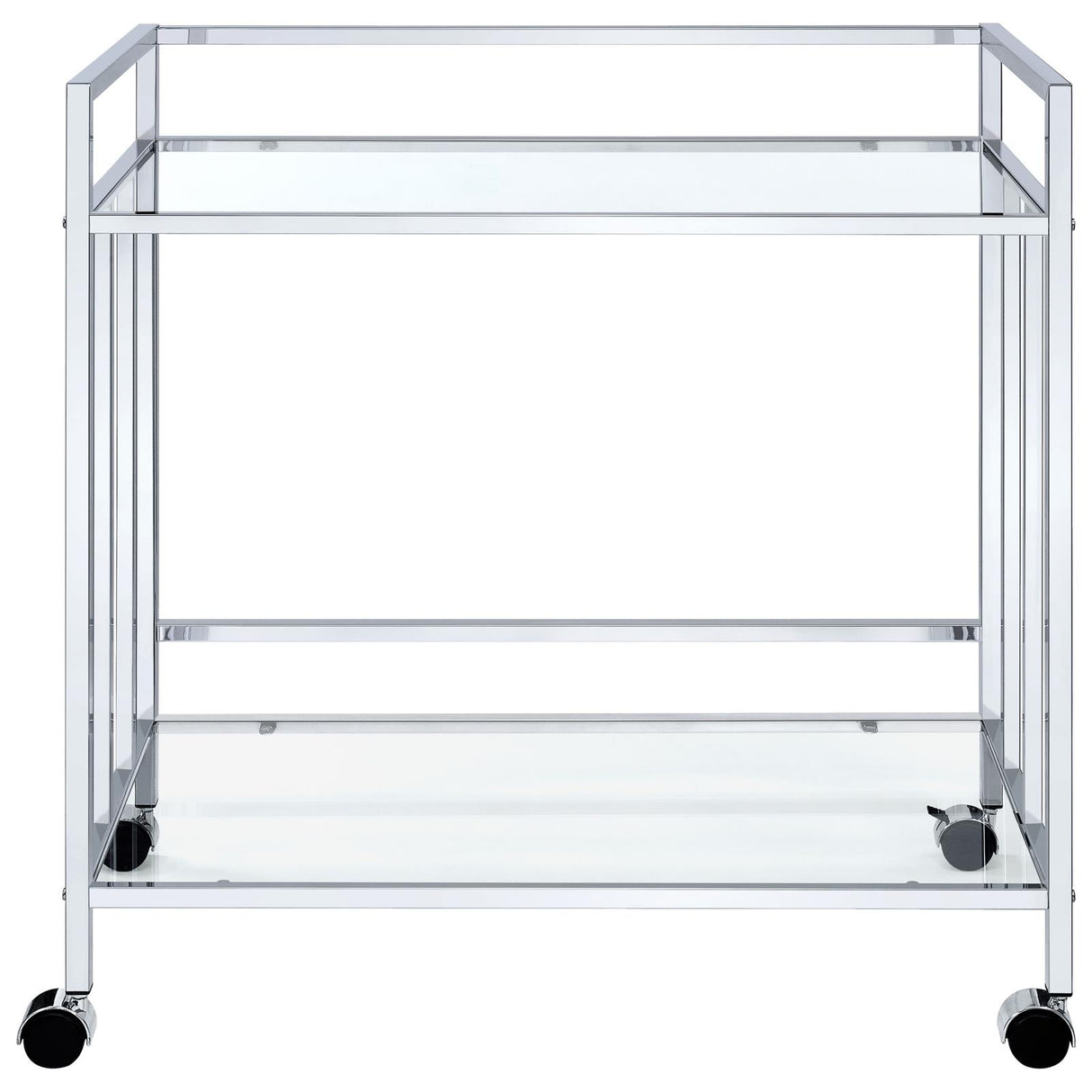 Cara Chrome Rectangular Glass Bar Cart from Coaster - Luna Furniture