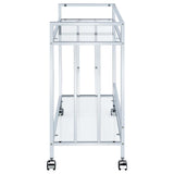 Cara Chrome Rectangular Glass Bar Cart from Coaster - Luna Furniture