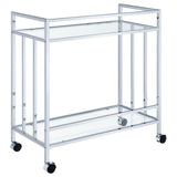 Cara Chrome Rectangular Glass Bar Cart from Coaster - Luna Furniture