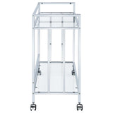 Cara Chrome Rectangular Glass Bar Cart from Coaster - Luna Furniture