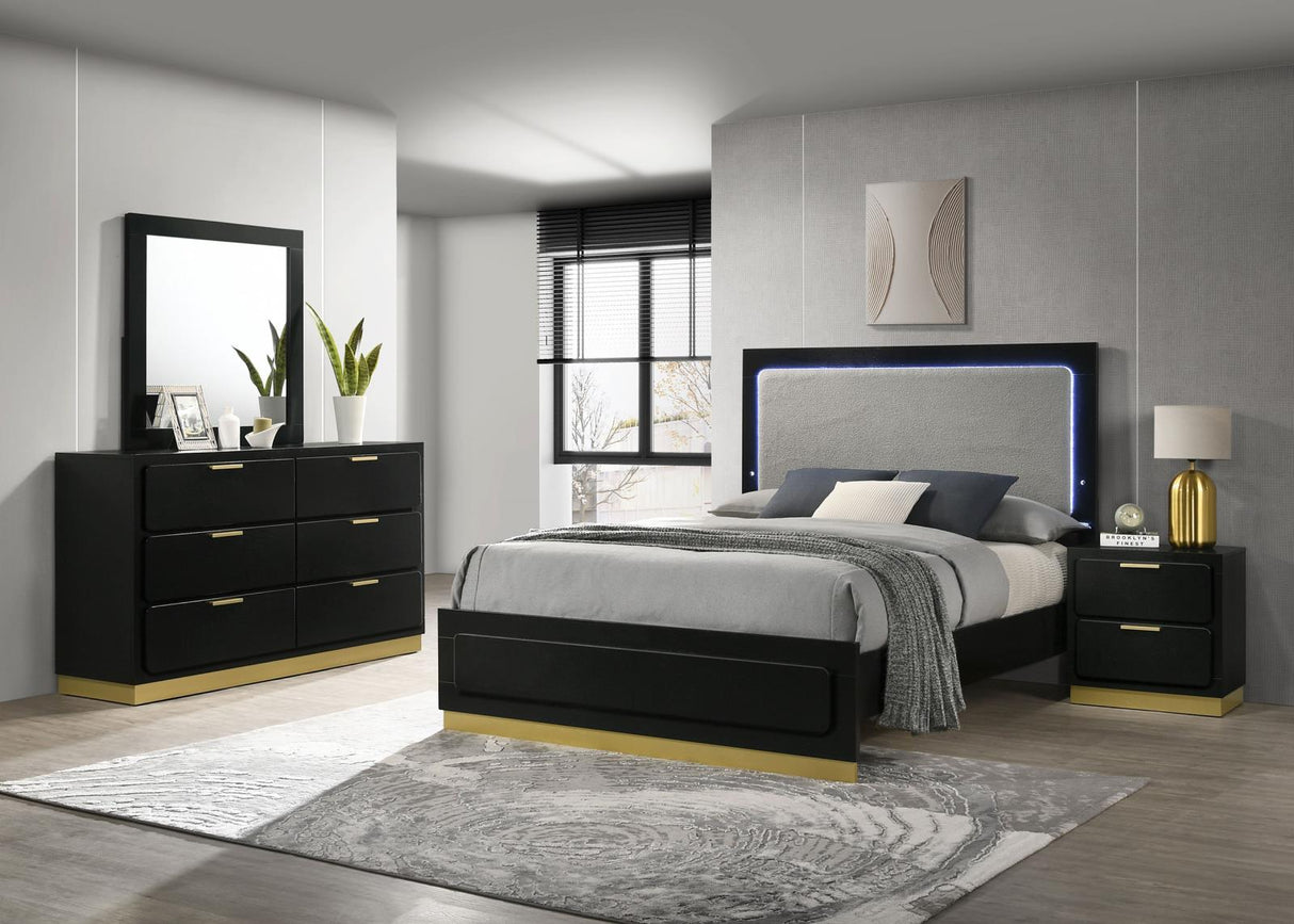 Caraway Black/Grey 4-Piece California King Bedroom Set with LED Headboard from Coaster - Luna Furniture