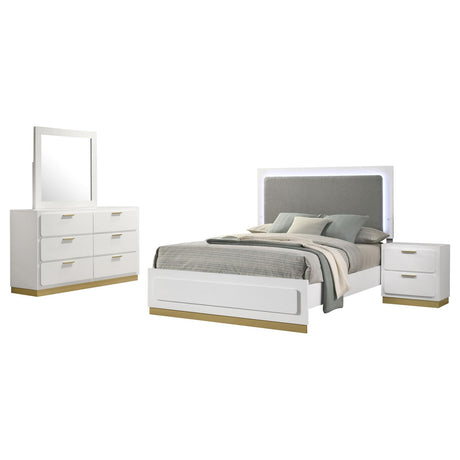 Caraway White/Grey 4-Piece California King Bedroom Set with LED Headboard from Coaster - Luna Furniture