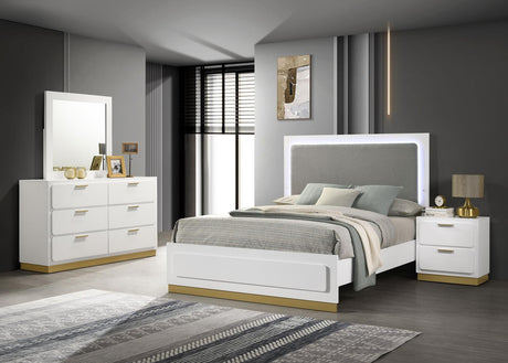 Caraway White/Grey 4-Piece California King Bedroom Set with LED Headboard from Coaster - Luna Furniture