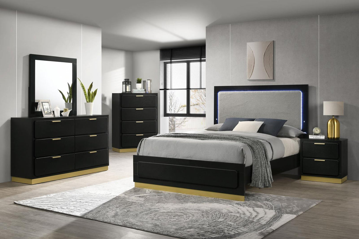 Caraway Black/Grey 5-Piece California King Bedroom Set with LED Headboard from Coaster - Luna Furniture