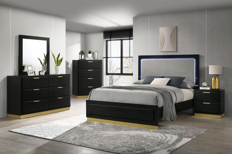 Caraway Black/Grey 5-Piece California King Bedroom Set with LED Headboard from Coaster - Luna Furniture