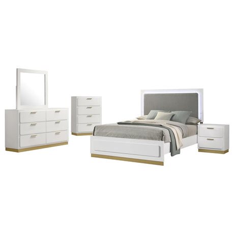 Caraway White/Grey 5-Piece California King Bedroom Set with LED Headboard from Coaster - Luna Furniture