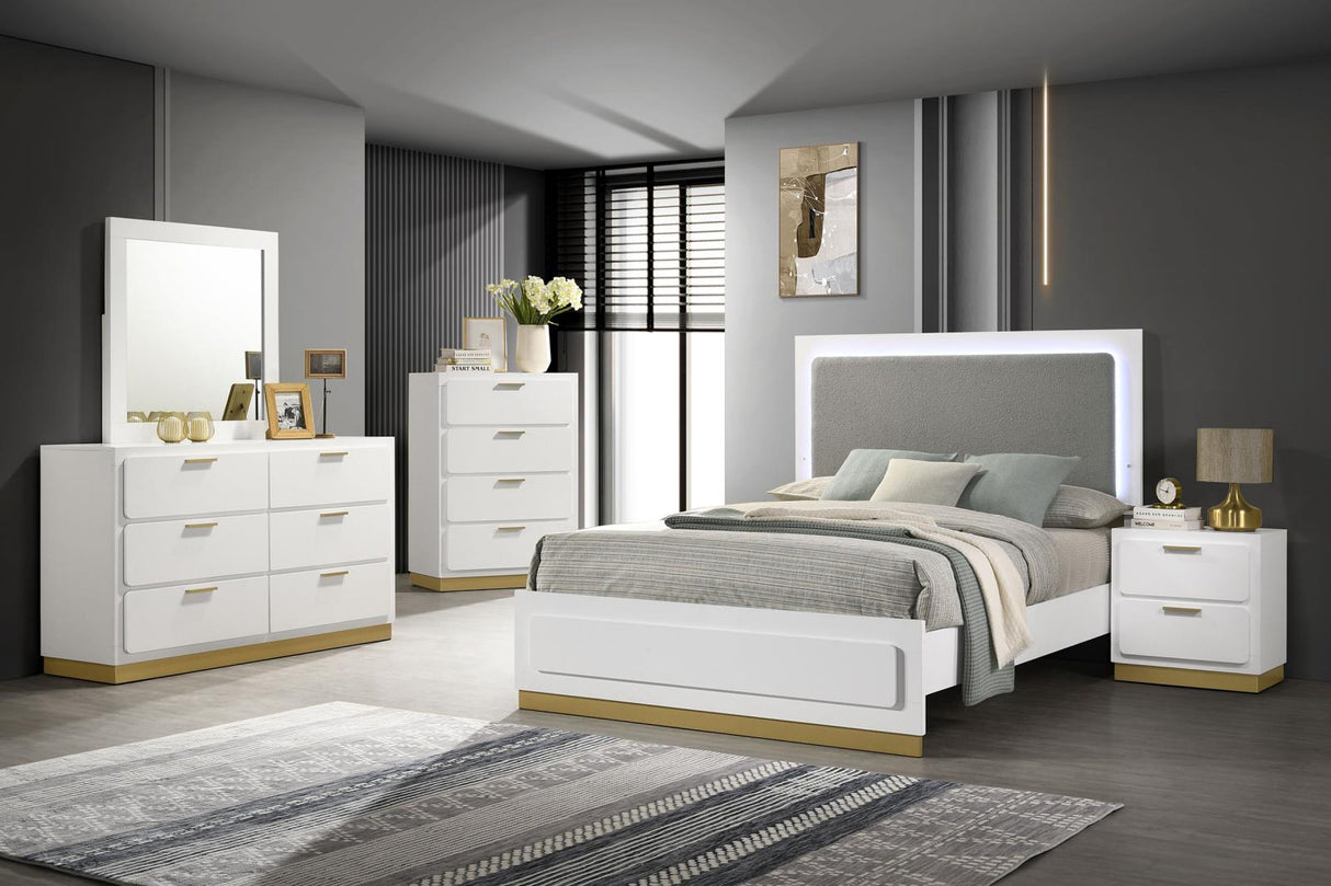 Caraway White/Grey 5-Piece Eastern King Bedroom Set with LED Headboard from Coaster - Luna Furniture