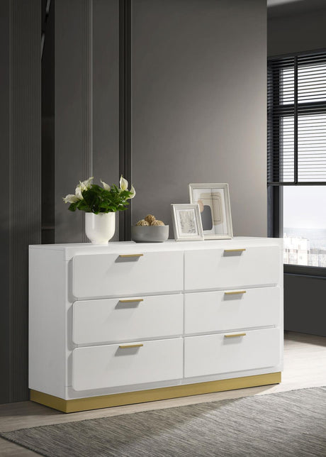 Caraway 6-drawer Bedroom Dresser White - 224773 - Luna Furniture