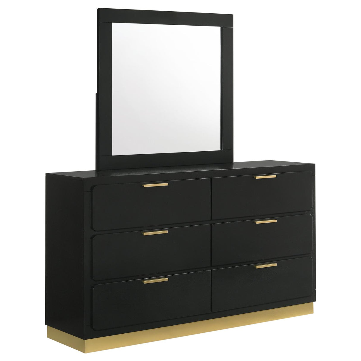 Caraway Black 6-Drawer Bedroom Dresser with Mirror from Coaster - Luna Furniture