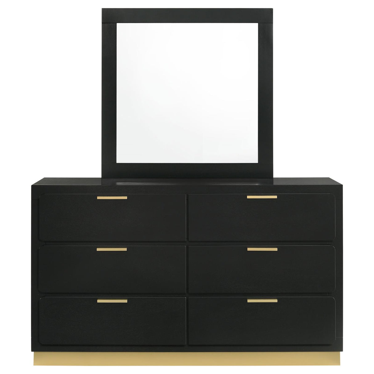 Caraway Black 6-Drawer Bedroom Dresser with Mirror from Coaster - Luna Furniture