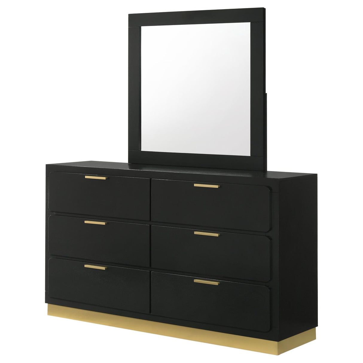 Caraway Black 6-Drawer Bedroom Dresser with Mirror from Coaster - Luna Furniture