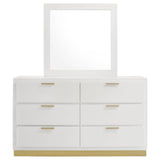 Caraway White 6-Drawer Bedroom Dresser with Mirror from Coaster - Luna Furniture