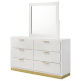 Caraway White 6-Drawer Bedroom Dresser with Mirror from Coaster - Luna Furniture