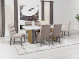 Carla Rectangular Dining Table with Cultured Carrara Marble Top White and Gold - 106651 - Luna Furniture