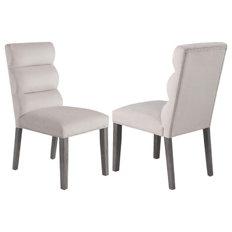 Carla Upholstered Dining Side Chair Stone (Set of 2) - 106683 - Luna Furniture