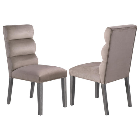 Carla Upholstered Dining Side Chair Stone (Set of 2) - 106684 - Luna Furniture