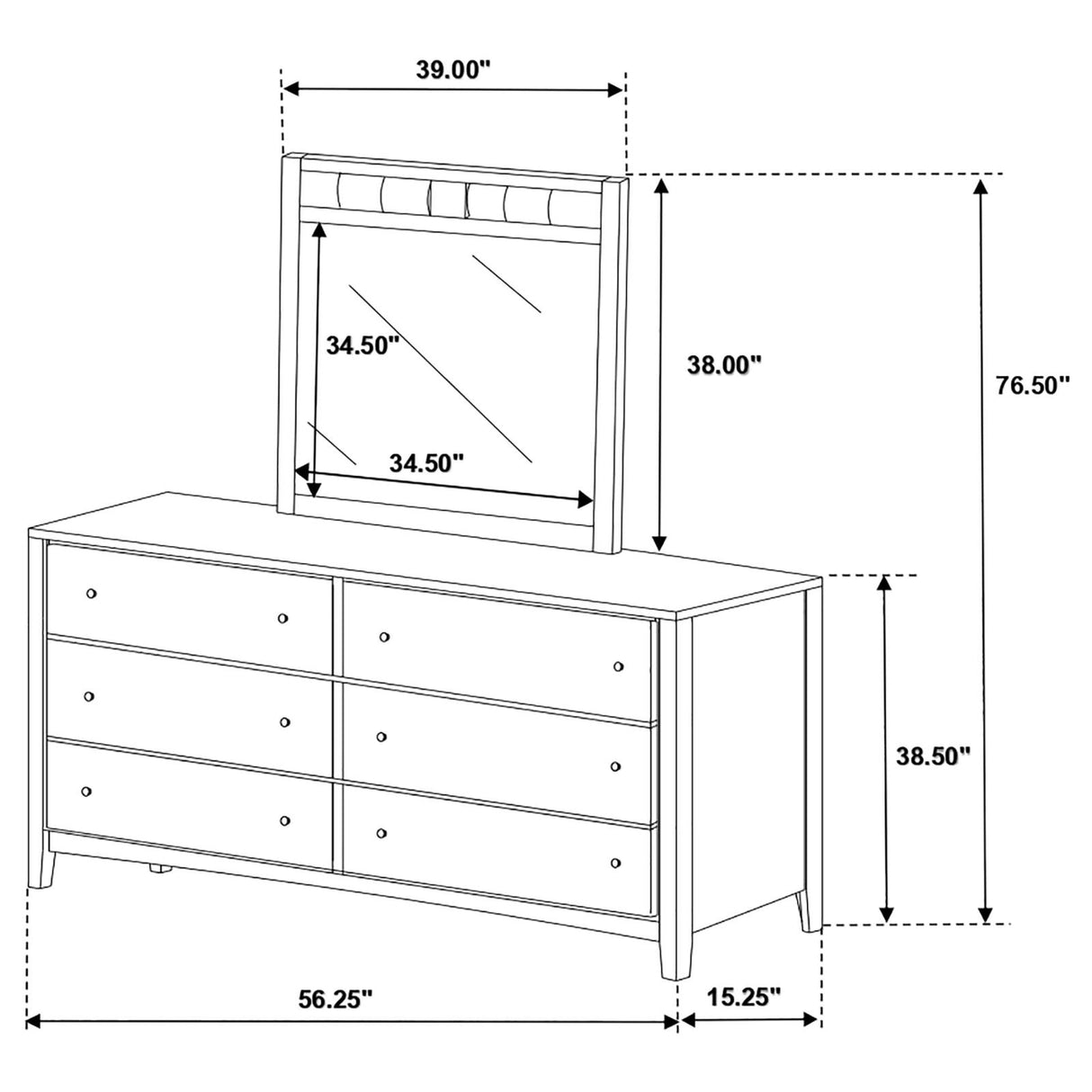 Carlton 6-drawer Rectangular Dresser with Mirror Cappuccino from Coaster - Luna Furniture