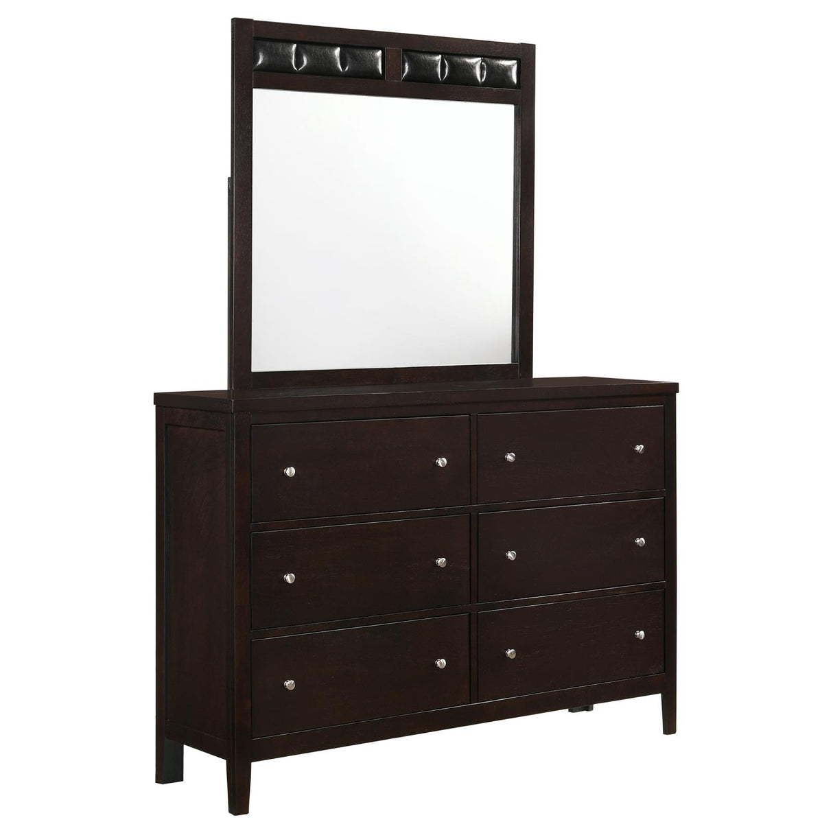 Carlton 6-drawer Rectangular Dresser with Mirror Cappuccino from Coaster - Luna Furniture