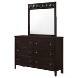 Carlton 6-drawer Rectangular Dresser with Mirror Cappuccino from Coaster - Luna Furniture