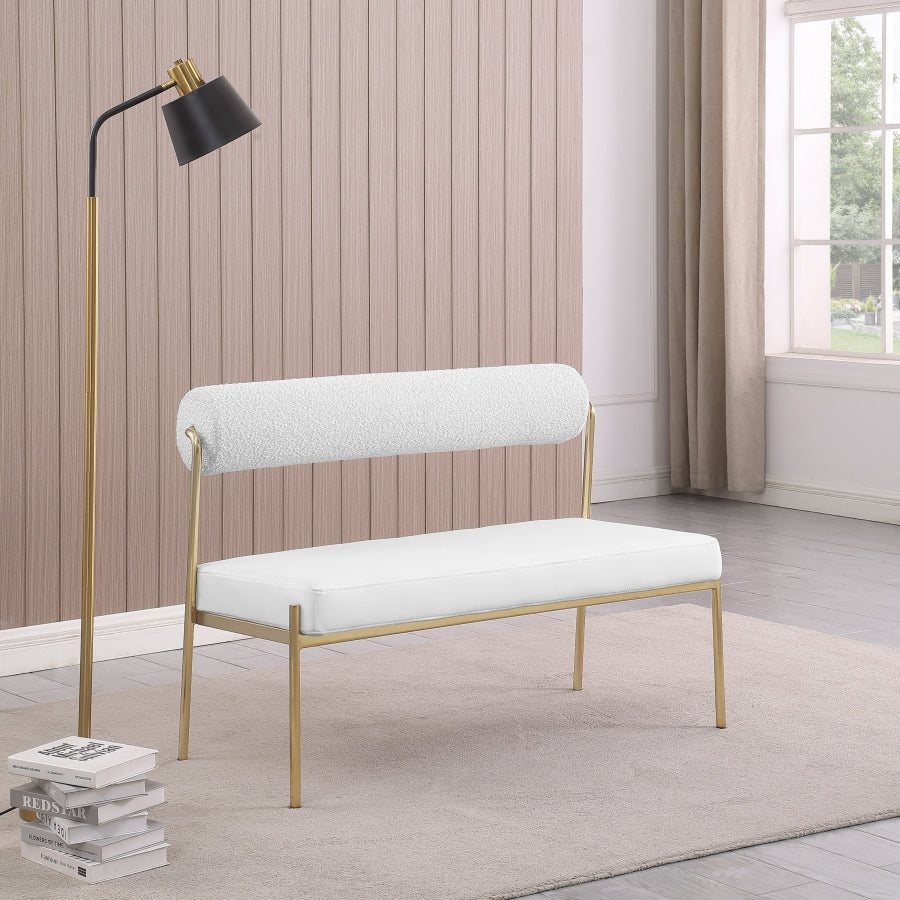 Carly Faux Leather Bench Cream from Meridian - Luna Furniture