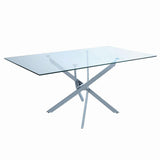 Carmelo Chrome/Clear X-Shaped Dining Table from Coaster - Luna Furniture