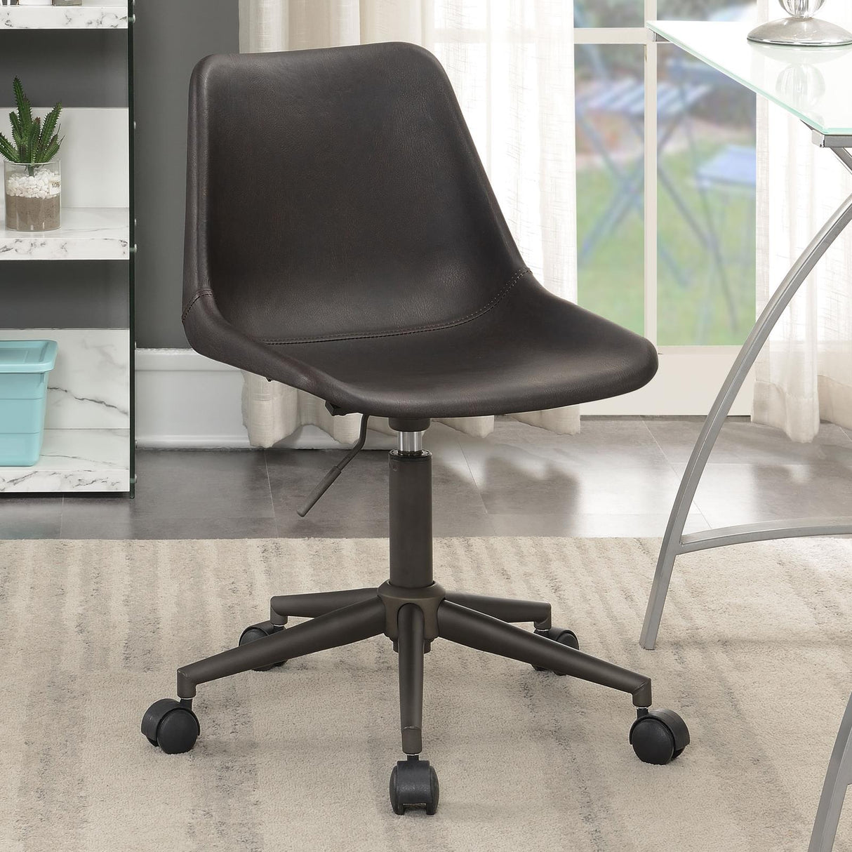 Carnell Brown/Rustic Taupe Adjustable Height Office Chair with Casters from Coaster - Luna Furniture