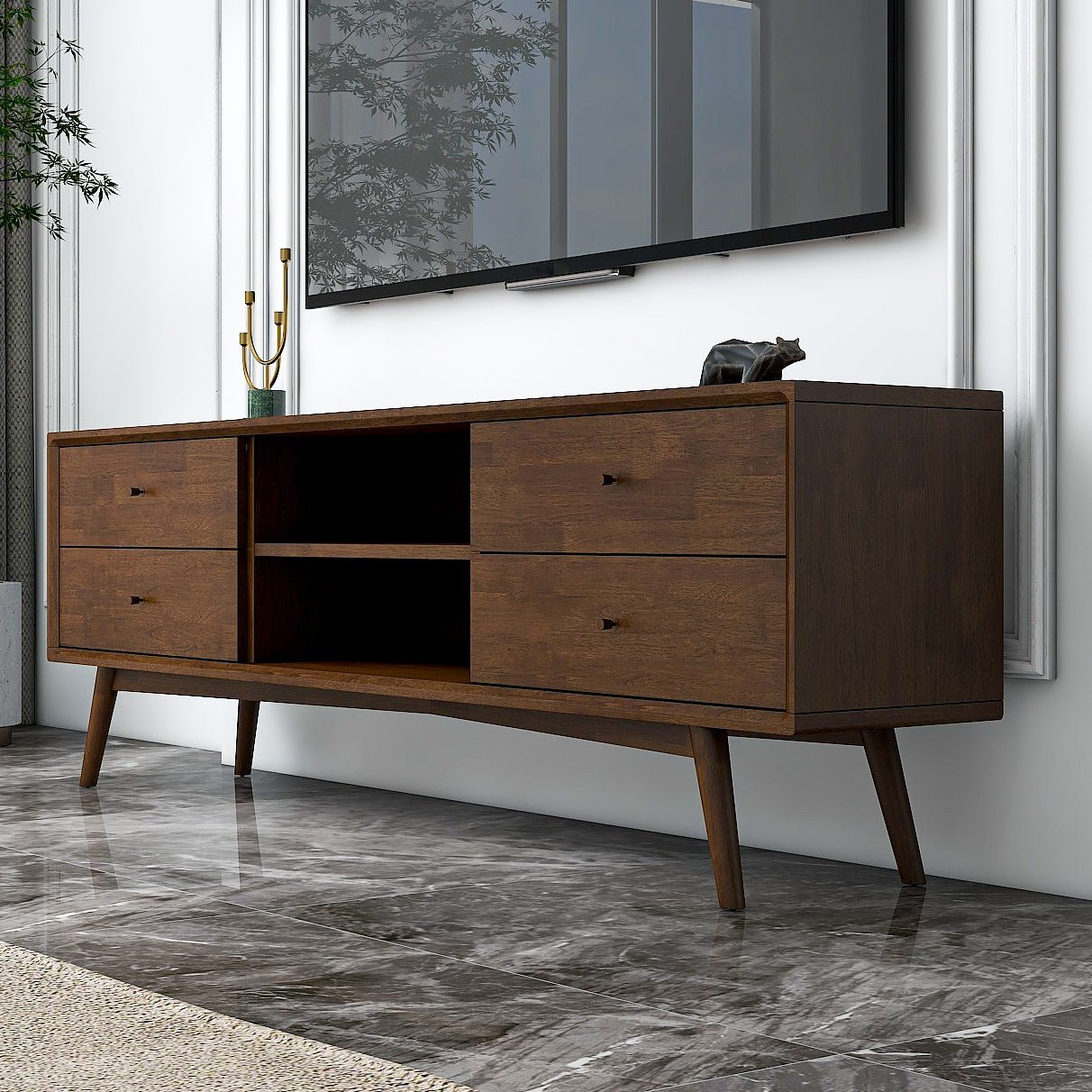 Caroline Mid Century Modern Style Walnut TV Stand up to 72" - AFC00020 - Luna Furniture