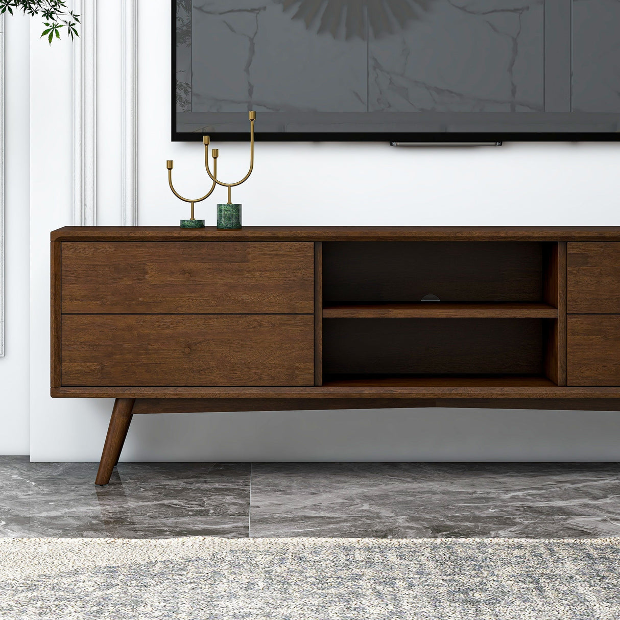 Caroline Mid Century Modern Style Walnut TV Stand up to 72" - AFC00020 - Luna Furniture