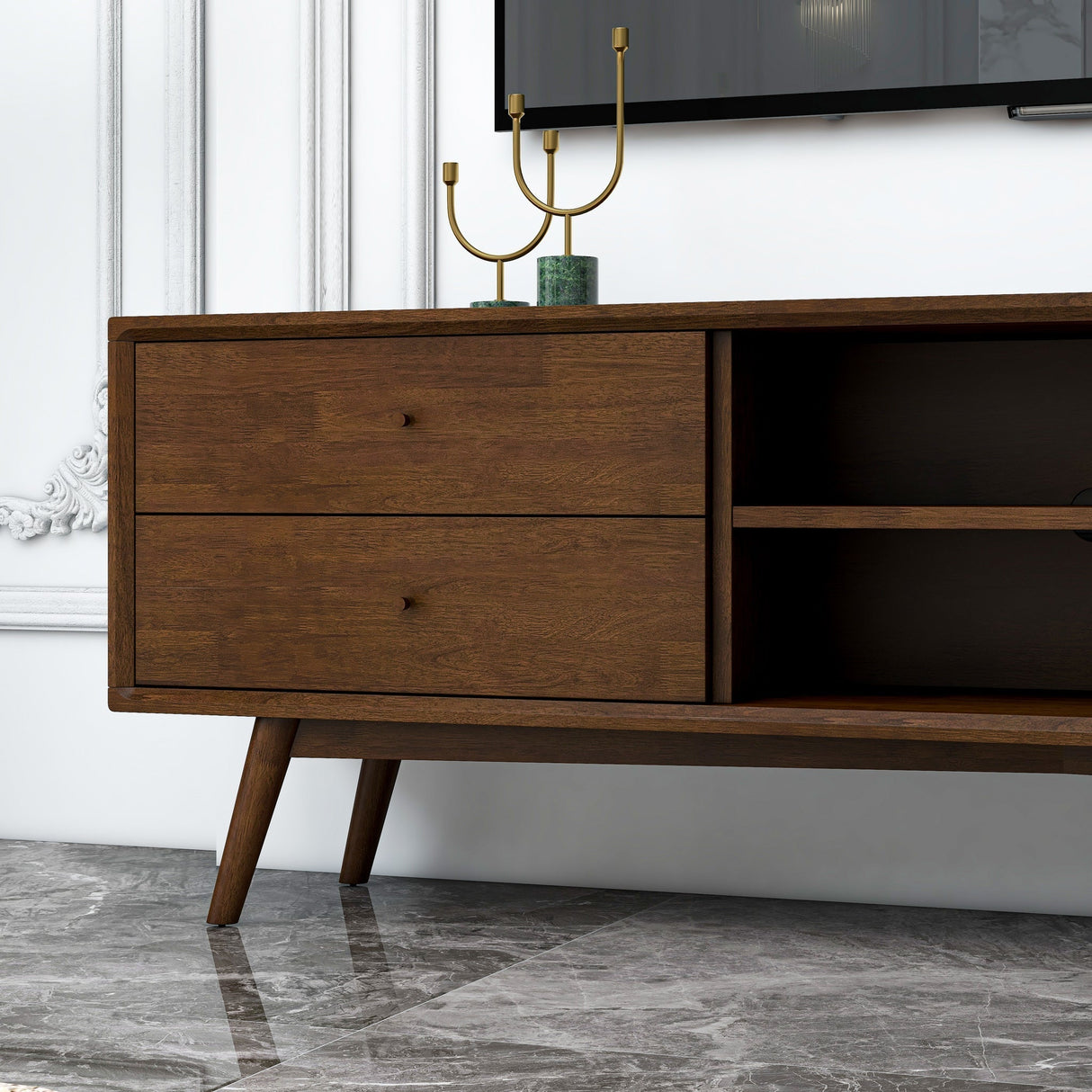 Caroline Mid Century Modern Style Walnut TV Stand up to 72" - AFC00020 - Luna Furniture