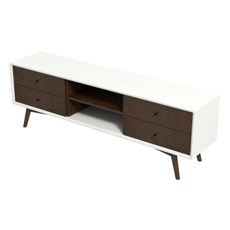 Caroline Mid Century Modern Style Walnut White TV Stand up to 72" - AFC00019 - Luna Furniture