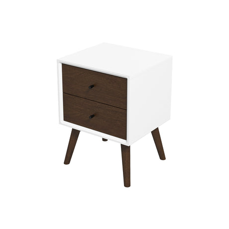 Caroline Mid Century Modern Style White Night Stand 2-Drawer - AFC00040 - Luna Furniture