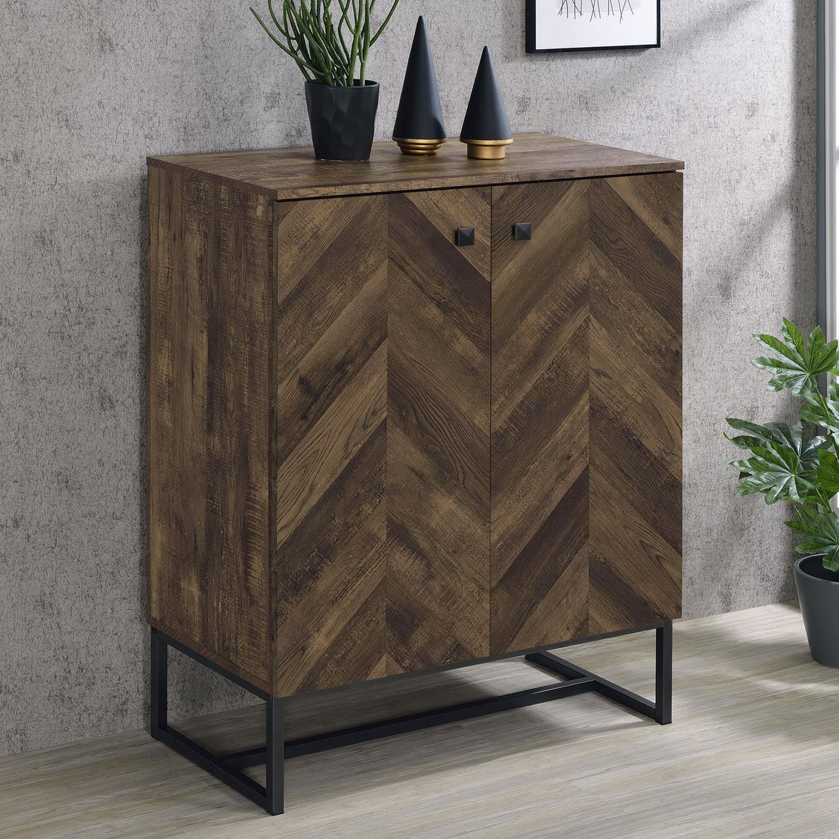 Carolyn 2-door Accent Cabinet Rustic Oak and Gunmetal - 959639 - Luna Furniture