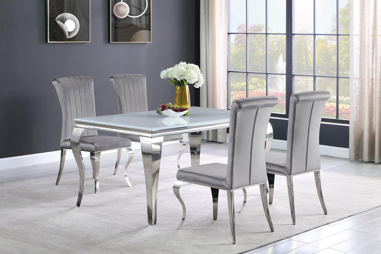 Carone Grey/Chrome 5-Piece 61" Rectangular Dining Set from Coaster - Luna Furniture