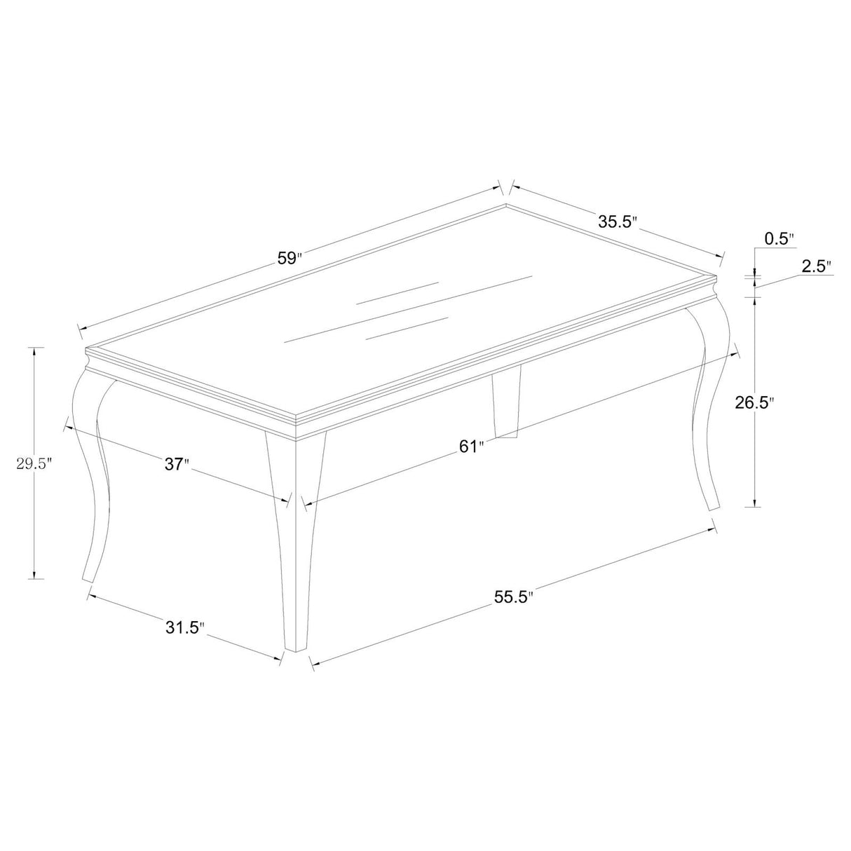 Carone 5-piece 61" Rectangular Dining Set Ink Blue and Chrome - 115091-S5B - Luna Furniture