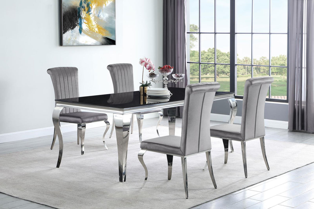 Carone 5-piece 81" Rectangular Dining Set Grey and Chrome - 115071-S5G - Luna Furniture