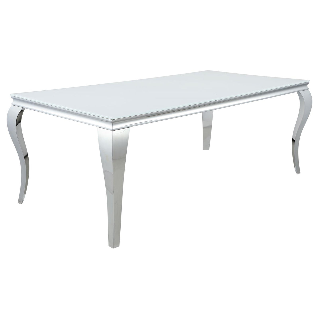 Carone White/Chrome Rectangular Glass Top Dining Table from Coaster - Luna Furniture