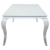 Carone White/Chrome Rectangular Glass Top Dining Table from Coaster - Luna Furniture