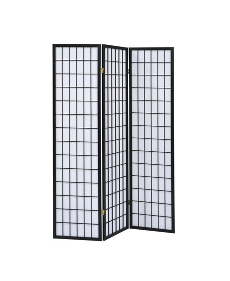 Carrie 3-Panel Folding Screen Black/White from Coaster - Luna Furniture