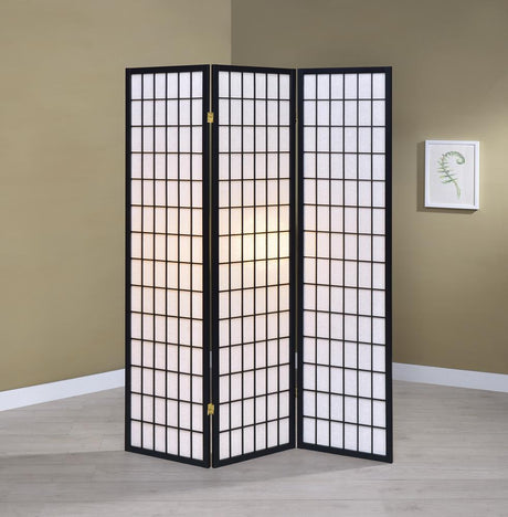 Carrie 3-Panel Folding Screen Black/White from Coaster - Luna Furniture