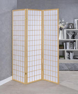 Carrie 3-Panel Folding Screen Natural/White from Coaster - Luna Furniture