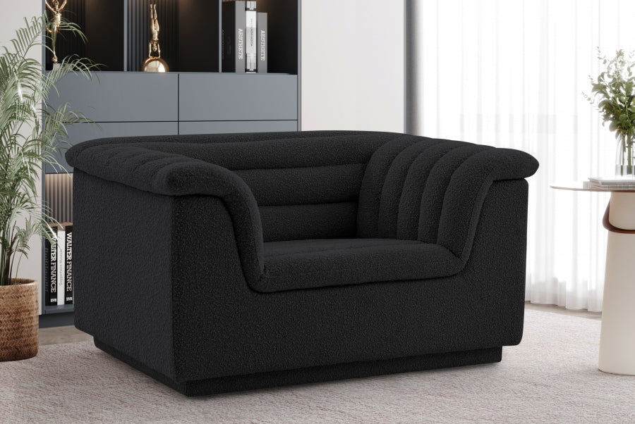 Cascade Boucle Fabric Chair Black from Meridian - Luna Furniture