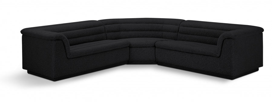 Cascade Boucle Fabric Sectional Black from Meridian - Luna Furniture