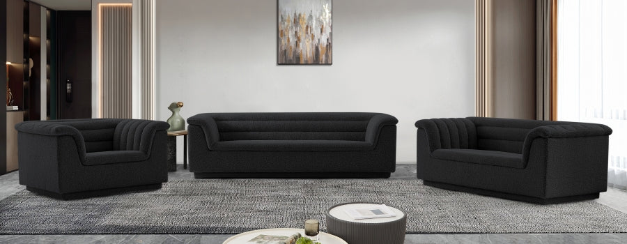 Cascade Boucle Fabric Sofa Black from Meridian - Luna Furniture