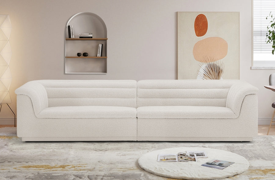 Cascade Boucle Fabric Sofa Cream from Meridian - Luna Furniture