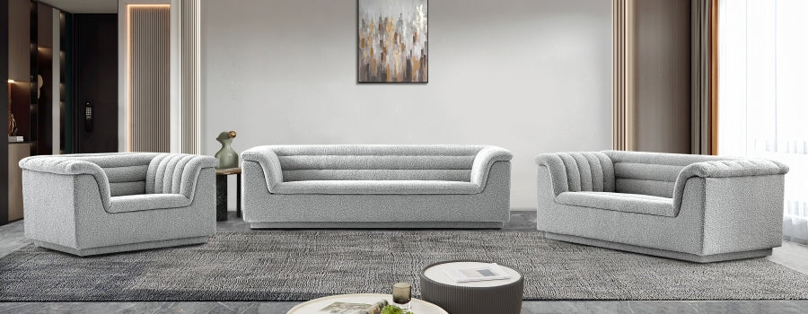 Cascade Boucle Fabric Sofa Grey from Meridian - Luna Furniture