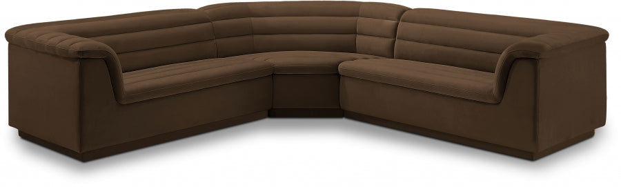 Cascade Velvet Fabric Sectional Brown from Meridian - Luna Furniture