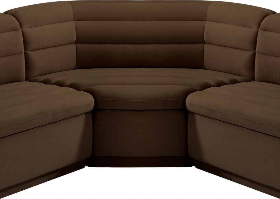 Cascade Velvet Fabric Sectional Brown from Meridian - Luna Furniture