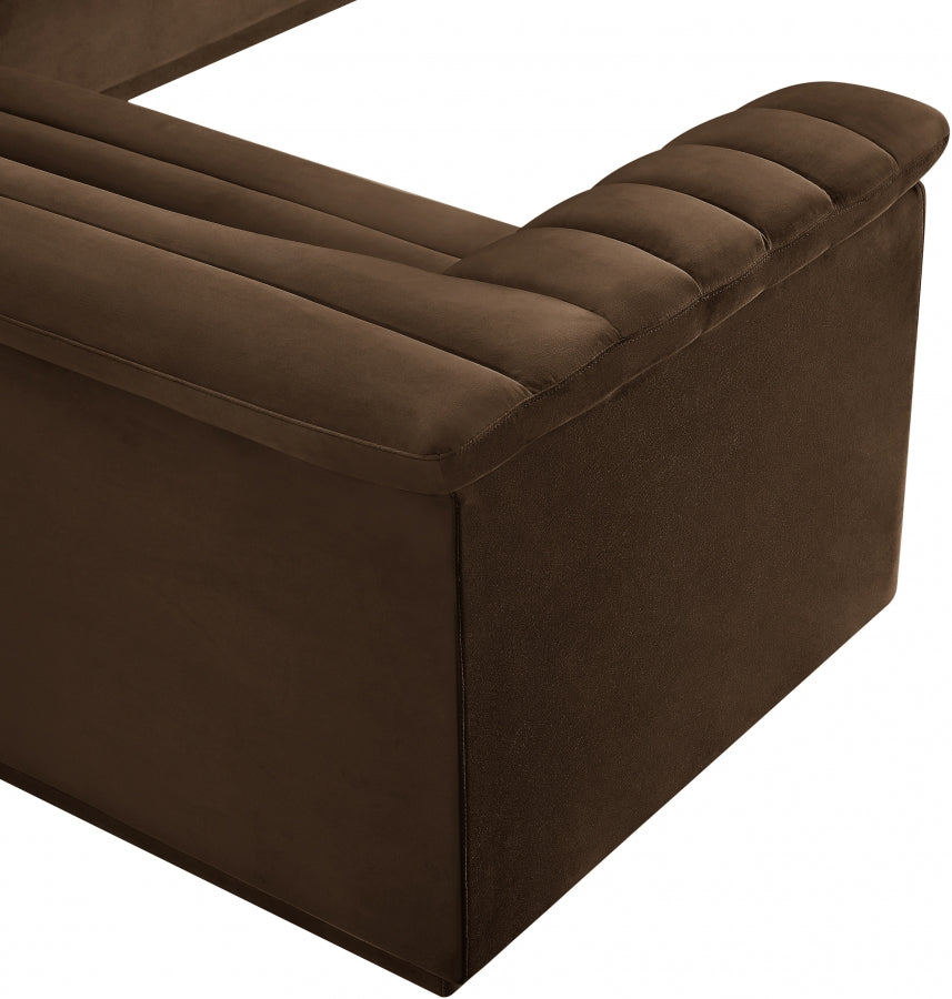 Cascade Velvet Fabric Sectional Brown from Meridian - Luna Furniture